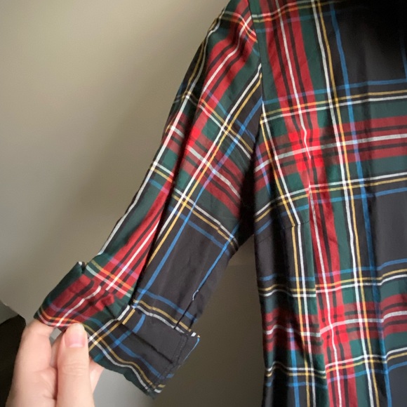 J Crew perfect fit button up 10tall NWT holiday plaid - Picture 3 of 5